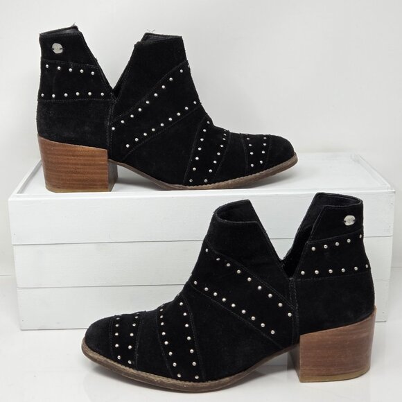 Roxy Boots Ankle Womens 9 Black Suede Leather Stud Booties Skater Goth Lexie - Picture 1 of 8